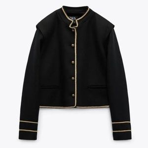 Black Cropped Jacket Zara